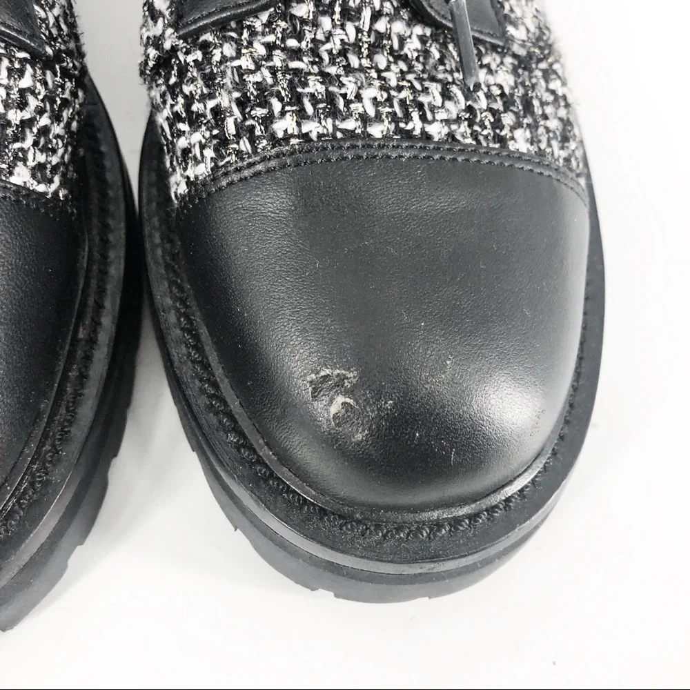 Kurt Geiger Tweed Shore Cap Toe Combat Boots Sz 40.5/10.5 - Picture 3 of 6